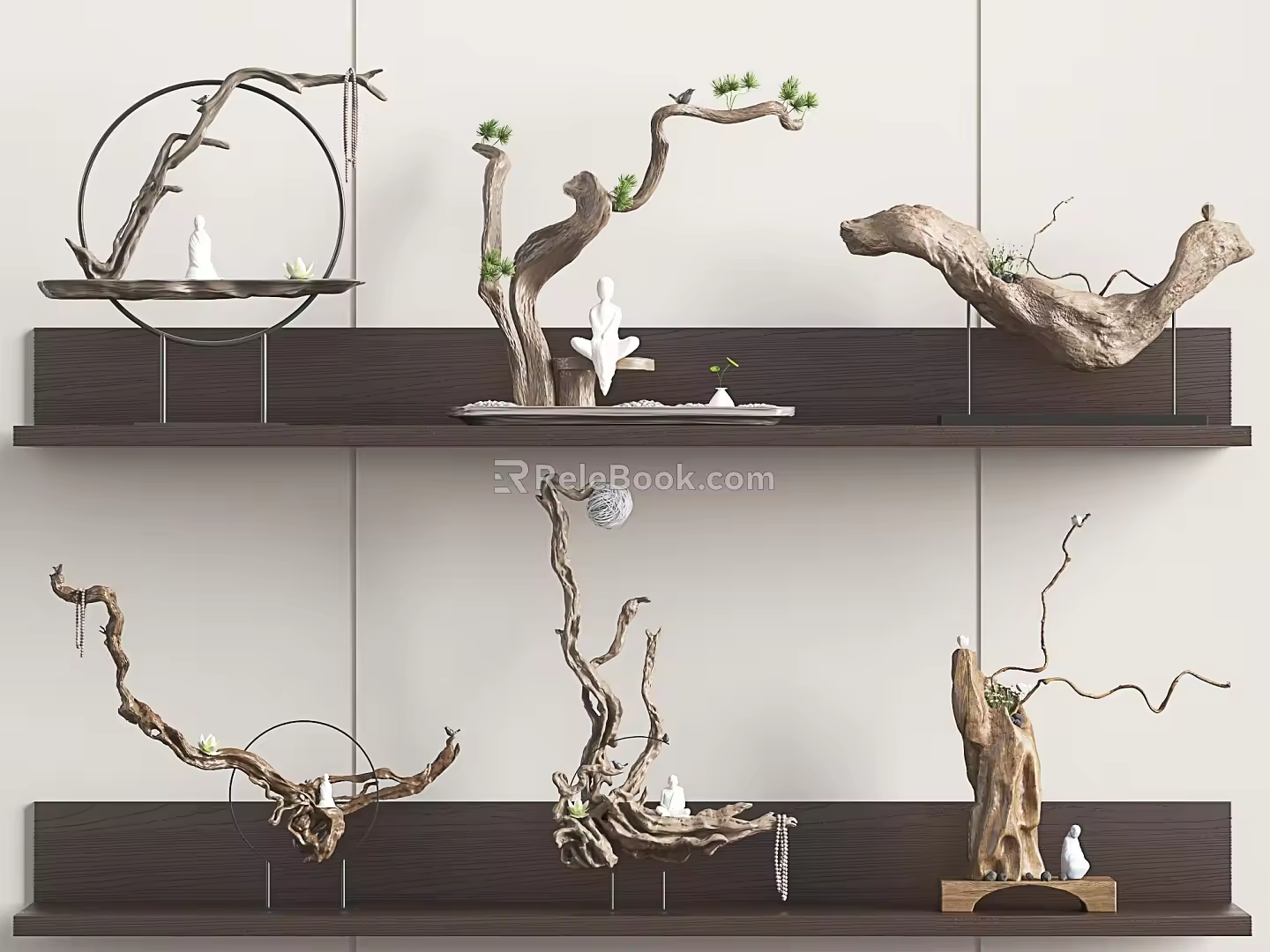 New Chinese Style Root Carving Ornaments Thuja Ornaments 3d model