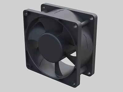 Industrial Cooling Fan Black Square Design With Mounting Holes For Equipment Heat Dissipation 3d model