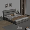 Gray Upholstered Double Bed With White Sheets Brown Throw Pillow And Nightstands In Modern Bedroom