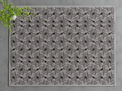 Modern Square Rug With Geometric Pattern In Gray And Black For Living Room 3d model