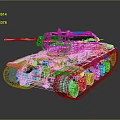 Military Tank With White And Green Camouflage Paint Gun Barrel Tracks And Reflective Surface