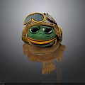Green Frog Wearing Yellow Aviator Goggles And Brown Pilot Scarf With Serious Expression