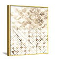 Abstract Paintings Four Pieces With Golden Frames Beige Gold Geometric Patterns Grey Wall Background 3d model