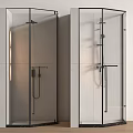Modern Corner Shower Enclosure With Glass Doors And Black Metal Frame
