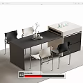 Modern Bar Counter Interior Design With Black Countertop Black White Chairs And Decorative Plants