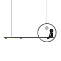 Modern Minimalist Pendant Light With Linear And Circular Design For Contemporary Interior 3d model