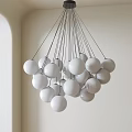 Modern White Sphere Cluster Chandelier With Multiple Hanging Wires For Contemporary Interior