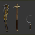 Fantasy Weapons Collection Featuring Hammer Sword And Sickle With Ornate Designs