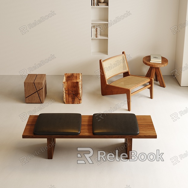 Quiet stool Solid wood stool Long stool model