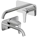 Modern Chrome Wall Mounted Faucet with Single Handle and Curved Spout Design