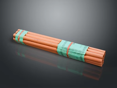 Bundled Orange Drinking Straws Secured With Green Tape For Daily Use 3d model