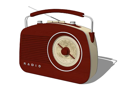 Vintage Audio Radio With Retro Wooden Exterior Brown Beige Color Classic Knob And Antenna 3d model