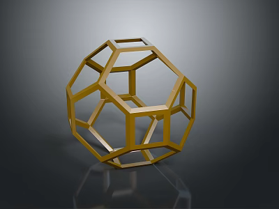 Modern Golden Geometric Sphere Frame Structure With Polygonal Design Elements 3d model