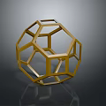 Modern Golden Geometric Sphere Frame Structure With Polygonal Design Elements