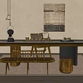 Tea Table and Chair Combination Solid Wood Tea Table and Chair Combination Tea Set Tea Table Tea Table Tea Room 3d model