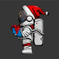Astronaut Figurine in White Spacesuit with Helmet Yellow Moon Stars Blue Gift Box Red Ribbon