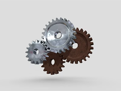 Hardware Tools Featuring Industrial Metal Gears in Various Sizes and Mechanical Designs 3d model