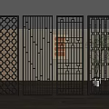 Modern Black Metal Room Dividers with Various Geometric Patterns for Interior Space 3d model