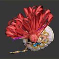 Dancing Girl with Pink Hair and Wings Holding Magic Wand in Blue White Yellow Dress