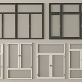 Modern Casement Windows With White And Black Frames For Home Interior Design 3d model