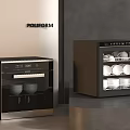POLIFORM Black Kitchen Appliances With Glass Doors And Stored Dishes