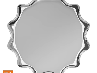 Elegant Silver Round Scalloped Edge Mirror Wall Decor for Home Interior 3d model