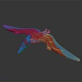Colorful Pterosaur Toy Model With Blue Red Wings And Detailed Design In Flying Pose
