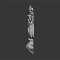 Reflective Silver Decorative Object With Plant Inspired Curled Leaves And Flower Patterns
