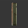 Old Green Rusty Door With Metal Frame And Weathered Surface