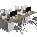 Modern Office Desk Setup With Multiple Monitors Office Chairs And Filing Cabinets