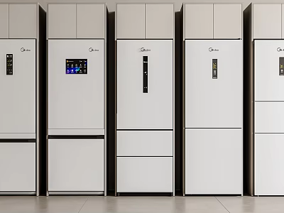 Modern Refrigerators And Freezers With Sleek Designs For Kitchen Showroom 3d model