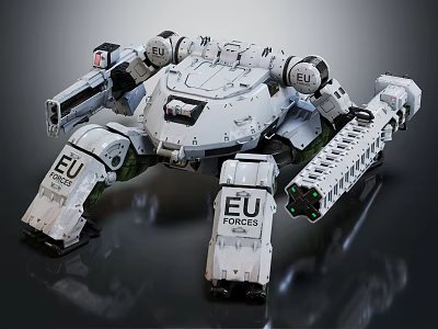 Intelligent Machine EU Forces Armored Structure With Weapon Systems And Mechanical Design 3d model