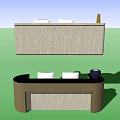 Modern Luxury Reception Desk With Golden Metal Frame And Grey Stone Top