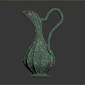 Elegant Green Patina Pitcher With Curved Handle And Decorative Base For Daily Household Use