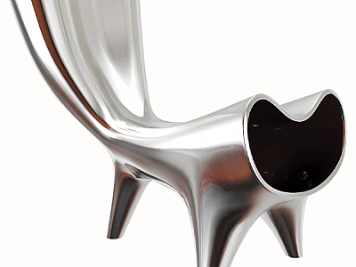 Sleek Modern Single Chair With Polished Chrome Frame And Curved Legs Design 3d model