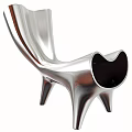 Sleek Modern Single Chair With Polished Chrome Frame And Curved Legs Design