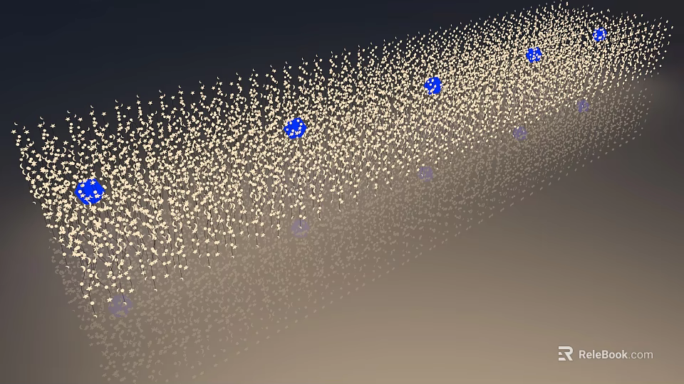 Dense Decorative Lights With Blue Accents And Soft Glow For Interior Decoration 3d model 