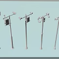 Projection Monitoring System With Surveillance Cameras On Poles And Control Boxes
