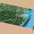 3D Geographic Terrain Wall Decor With Green Land And Blue Water Areas