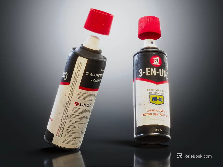 Industrial Equipment Two Lubricant Spray Cans with Red Caps for Machinery Maintenance 3d model 