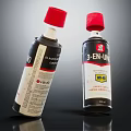 Industrial Equipment Two Lubricant Spray Cans with Red Caps for Machinery Maintenance