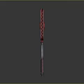 Red Serrated Tactical Weapon With Metal Pole Red Grip And Black Cord