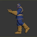 Thanos Game Movie Character 3D Model With Blue Armor Golden Infinity Gauntlet Purple Skin
