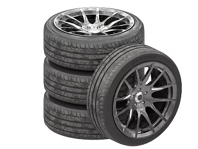 High Quality Stacked Car Tires With Alloy Rims For Vehicle Use 3d model