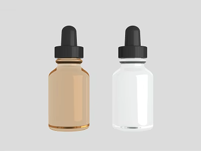 Ceramic Dropper Bottles in Brown and Transparent with Black Dropper Tips for Essential Oils 3d model