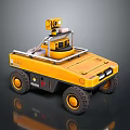 Yellow Unmanned Robot Vehicle Design With Camera Sensor And Four Wheels