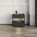 Modern Double Bed with Grey Headboard White Mattress Side Tables Bedside Lamp and Wall Art