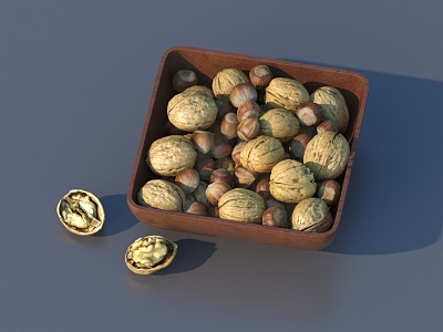 Walnut Chestnut Dried Fruit Restaurant Ornaments Food Dried Fruit Plate 3d model