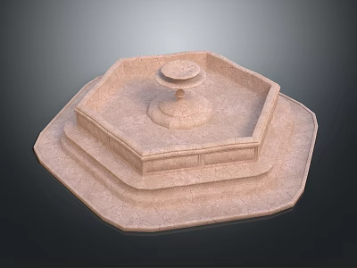 Hexagonal Multi Tiered Stone Garden Fountain Ornament With Circular Top Tier 3d model