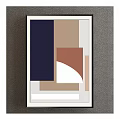 Geometric Abstract Artwork With Colorful Blocks Framed On Gray Wall Decor 3d model